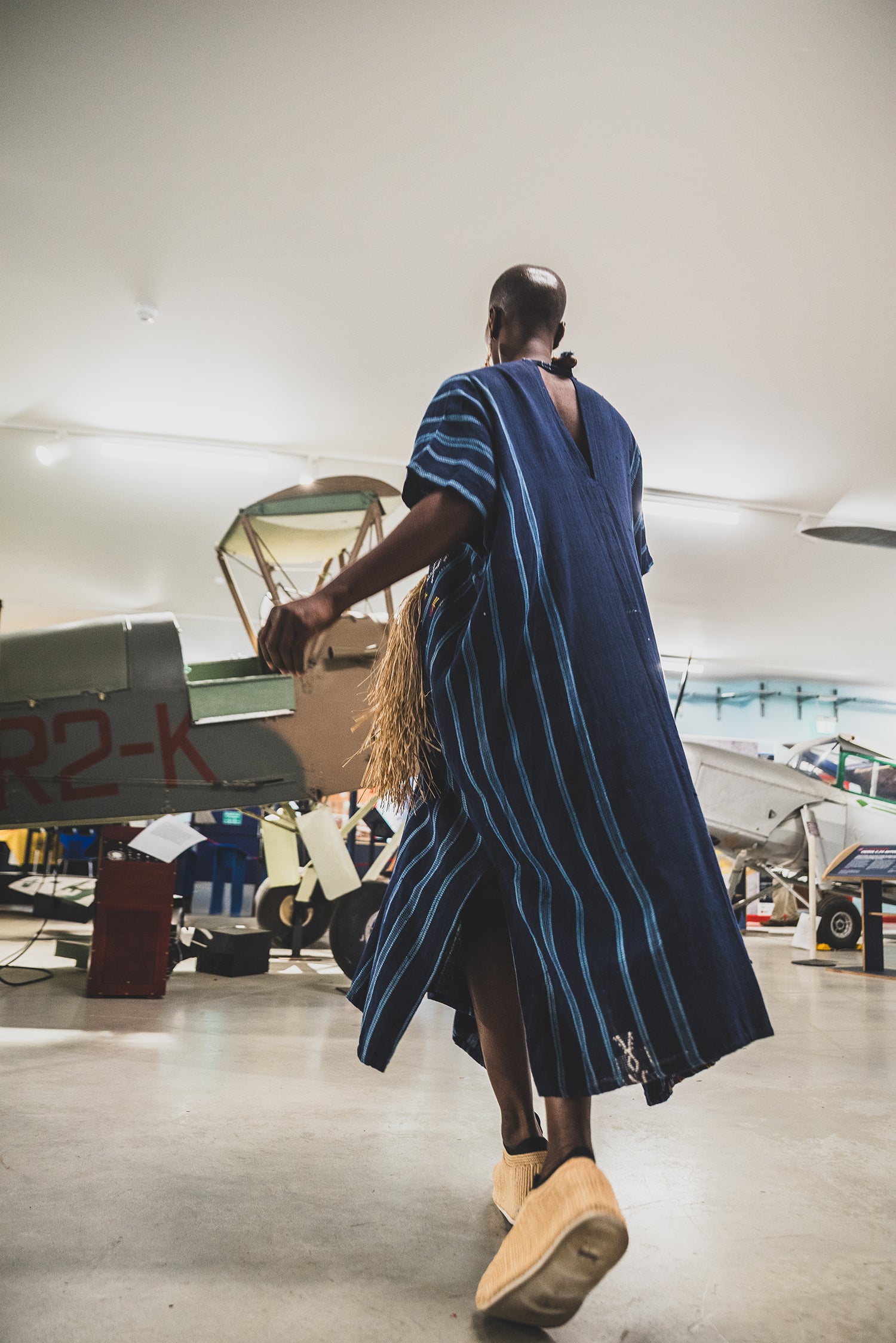 Blue Green Raffia Kaftan