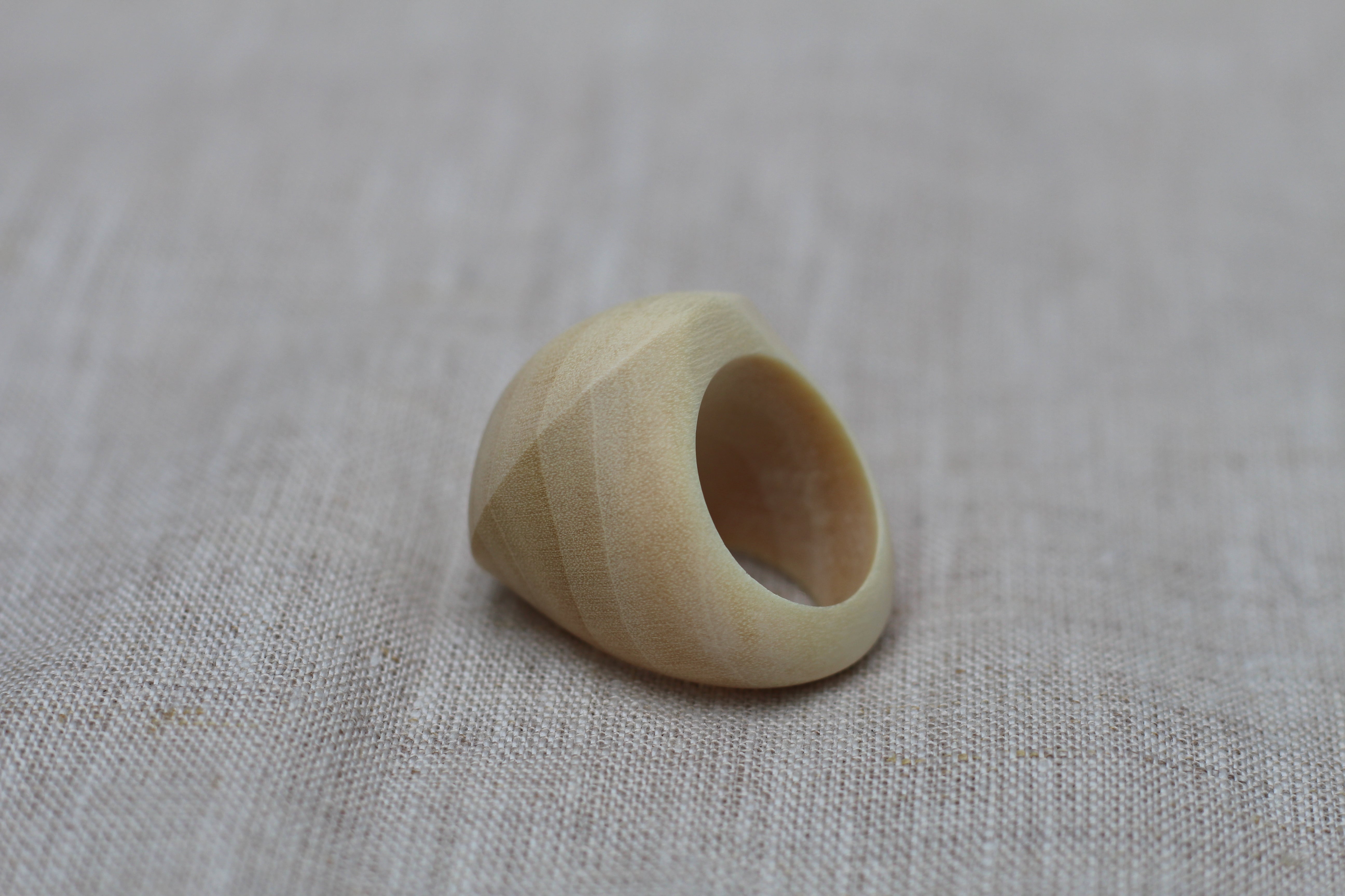 Rounded White Wood Cocktail Ring