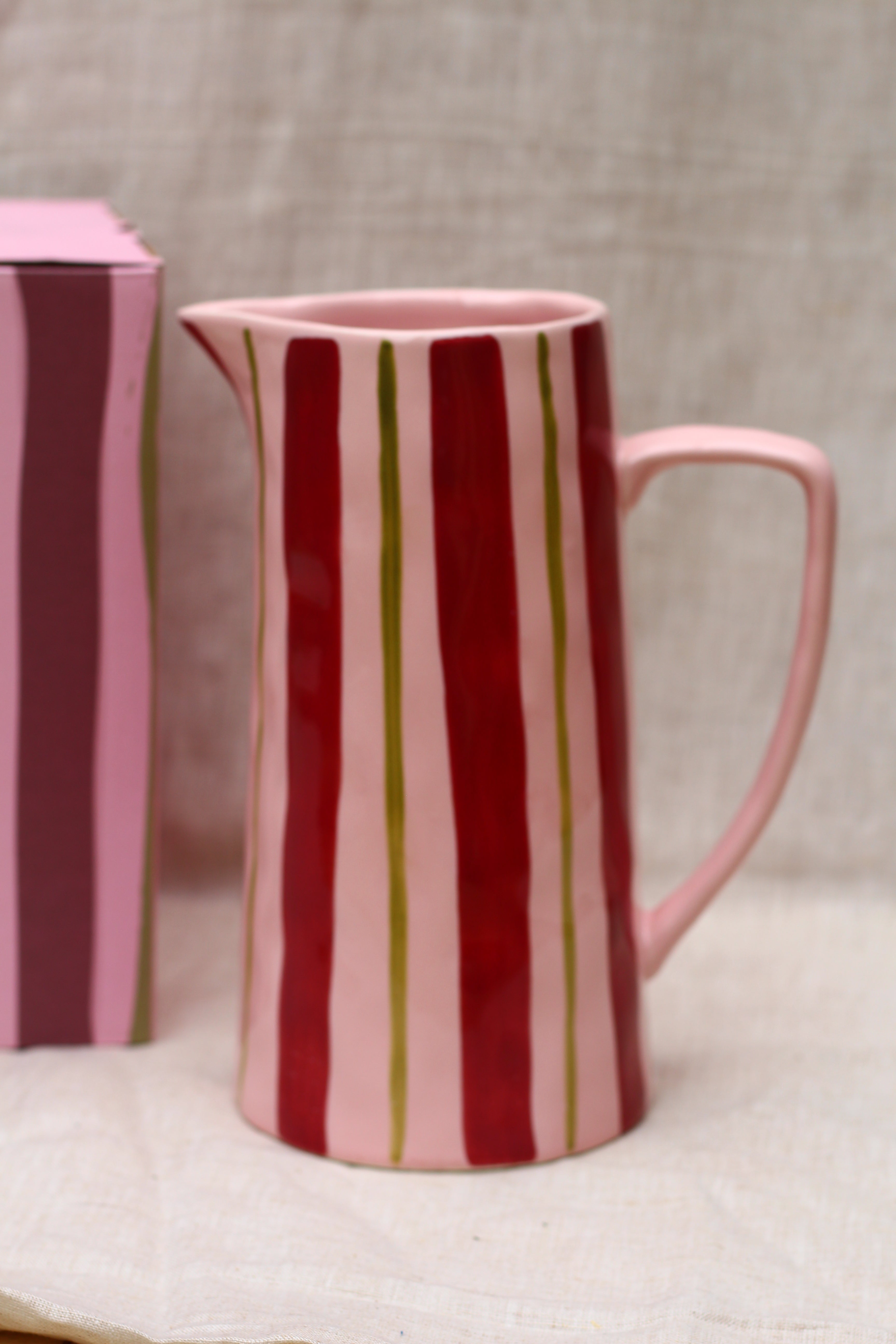 Pink/Burgundy Striped Jug