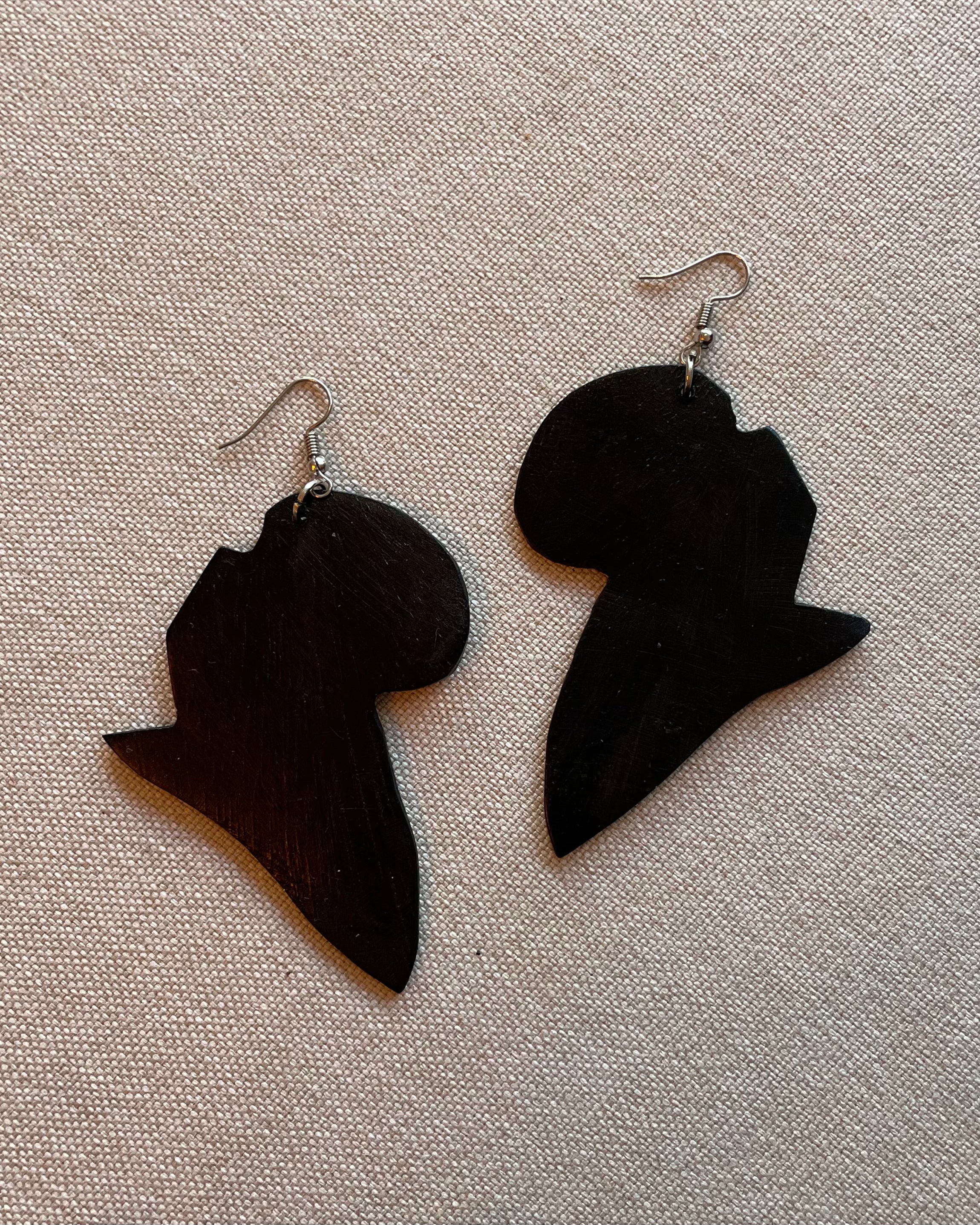 Wooden Africa Map Earrings