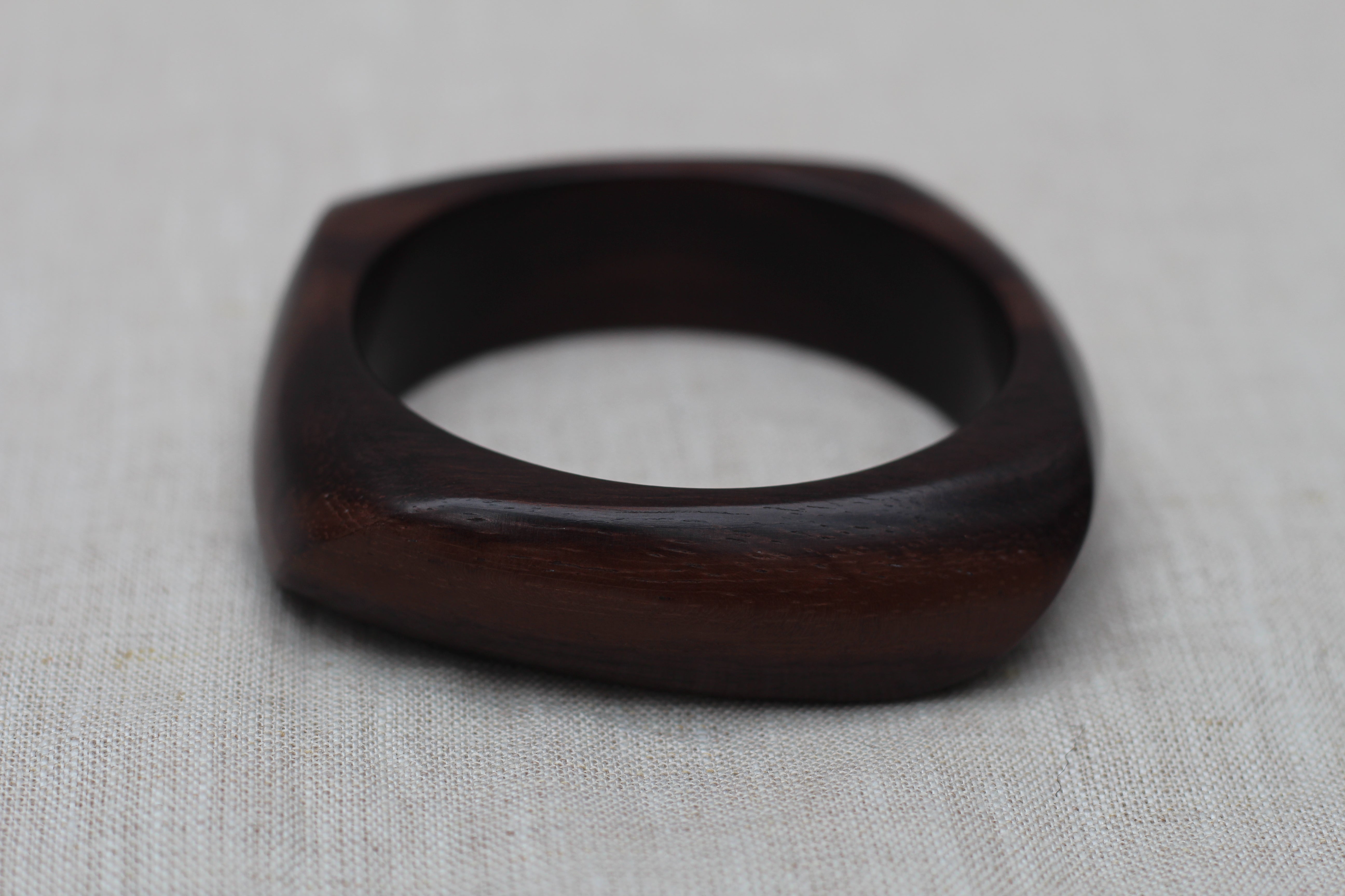 Hexagon Shaped Brown Wooden Bangle Bracelet
