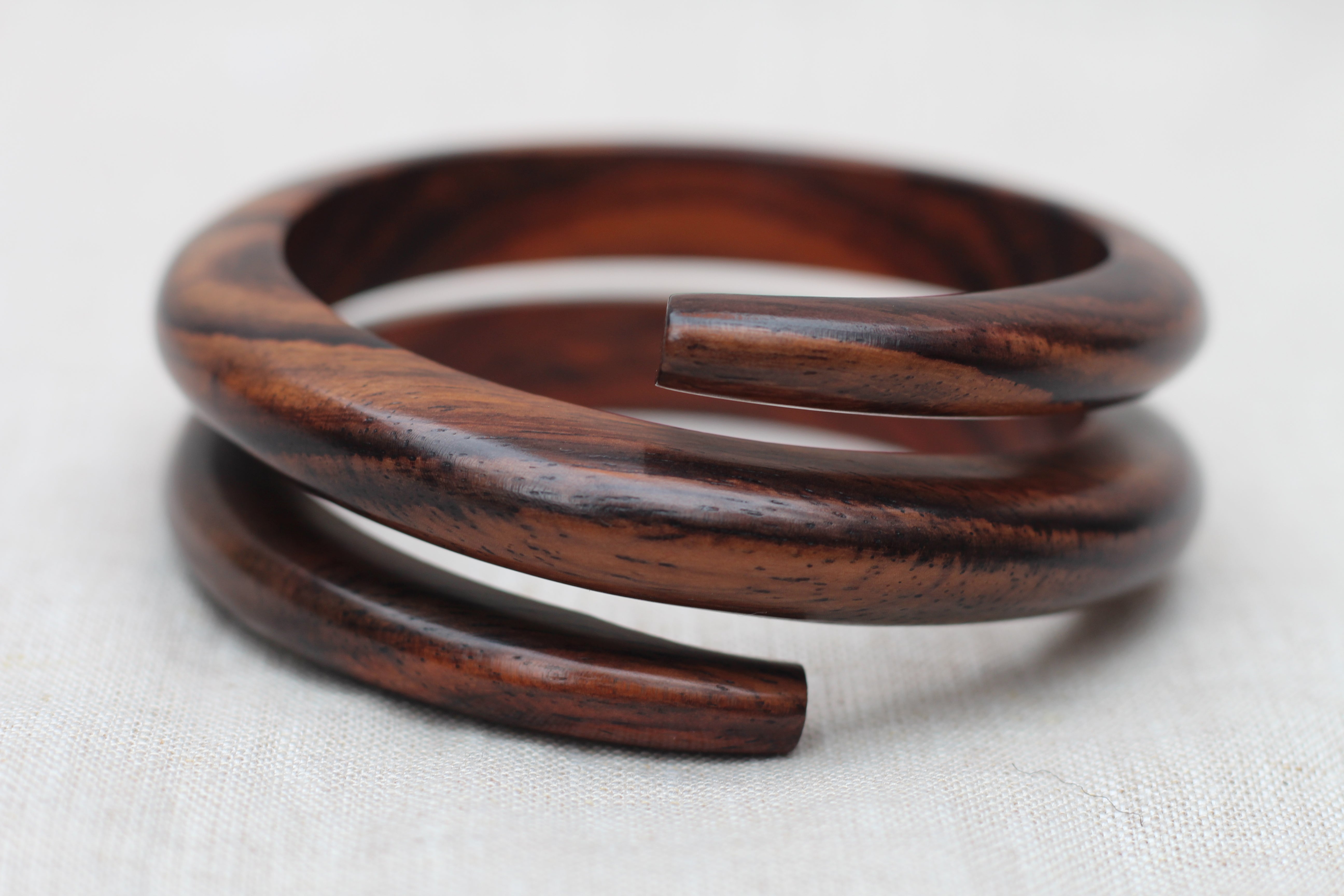 Brown Wood Spiral Bangle Bracelet