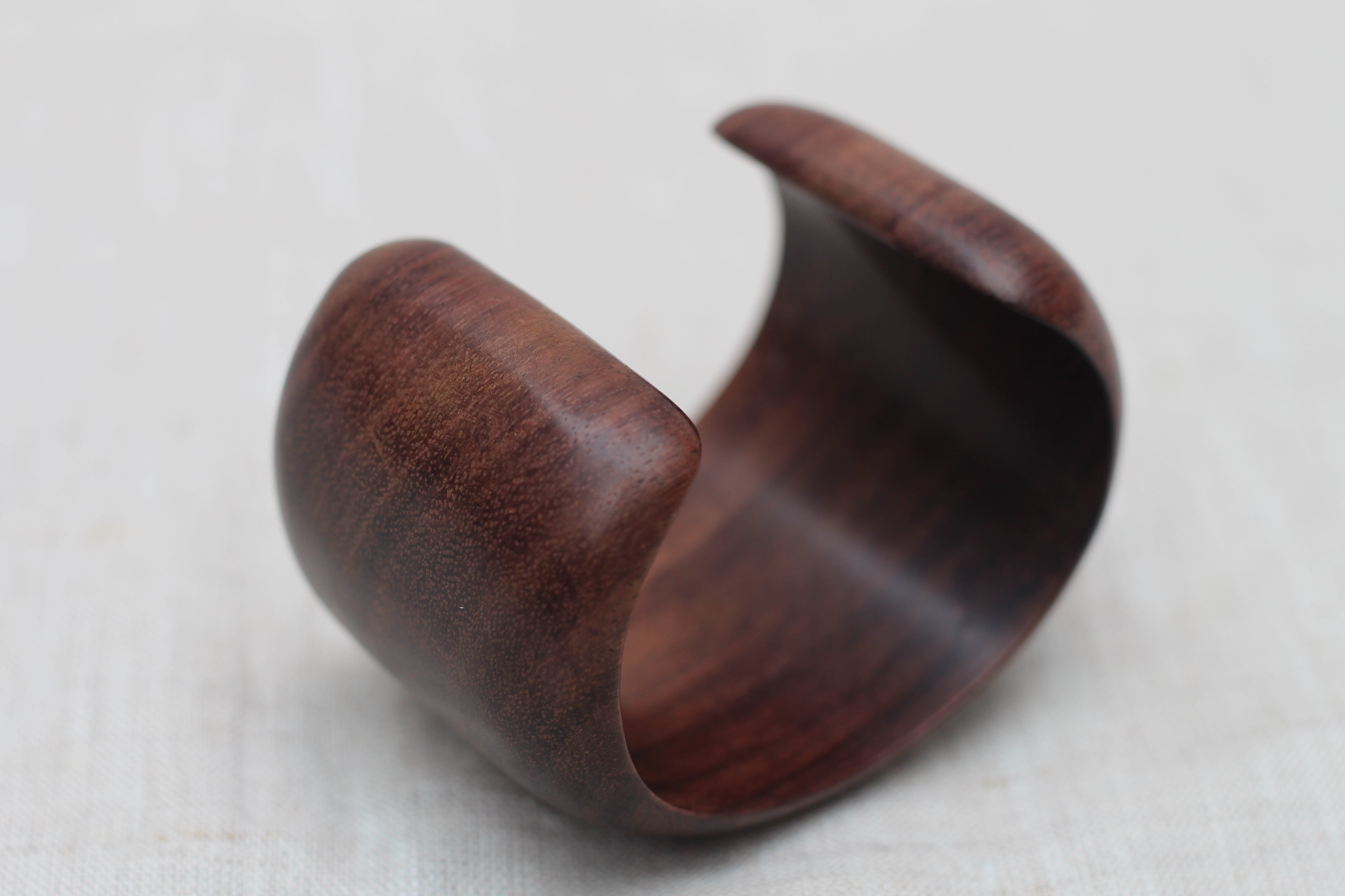 Rounded Brown Wooden Cuff Bracelet