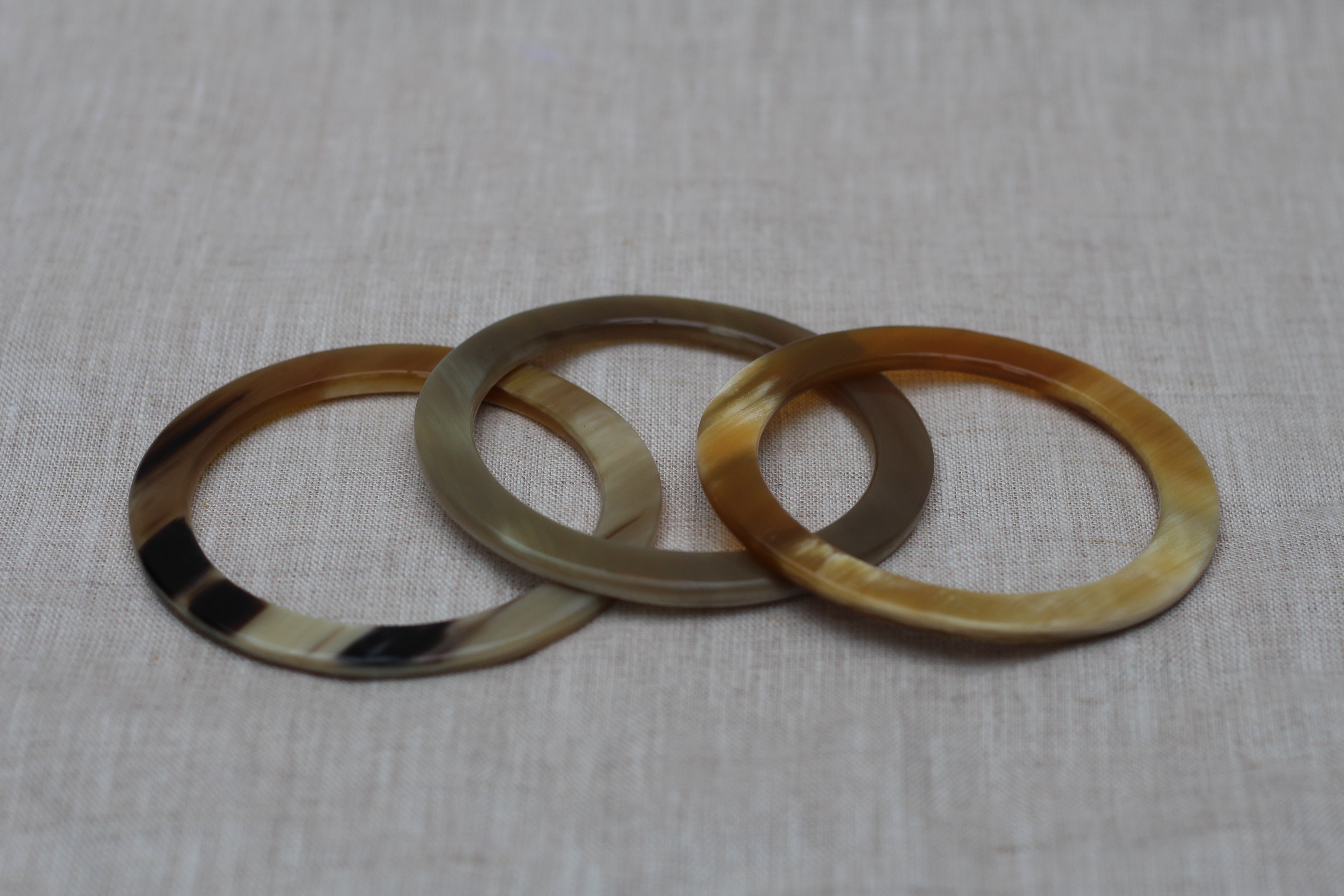 Slim White Natural Horn Bangle Bracelet