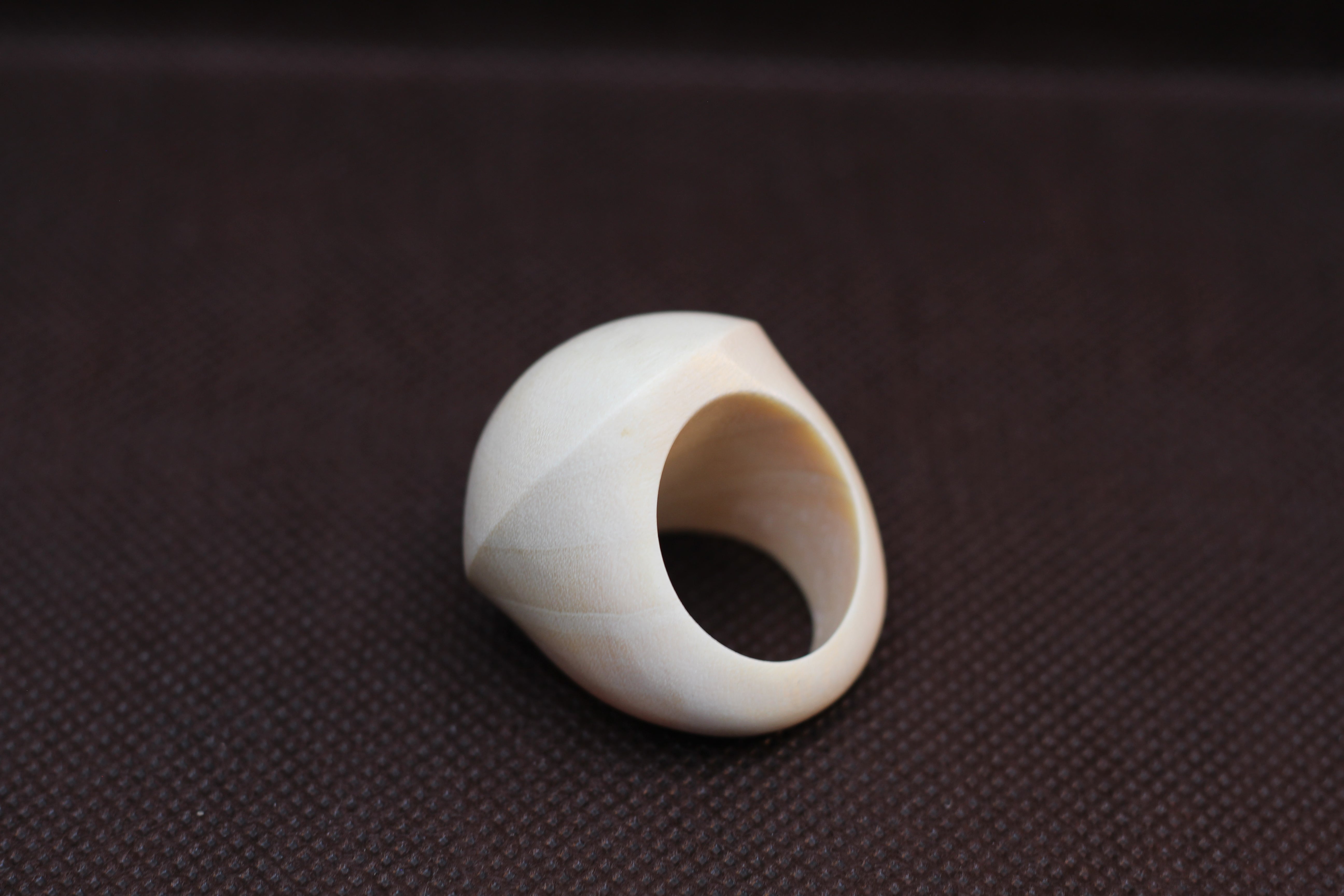 Rounded White Wood Cocktail Ring