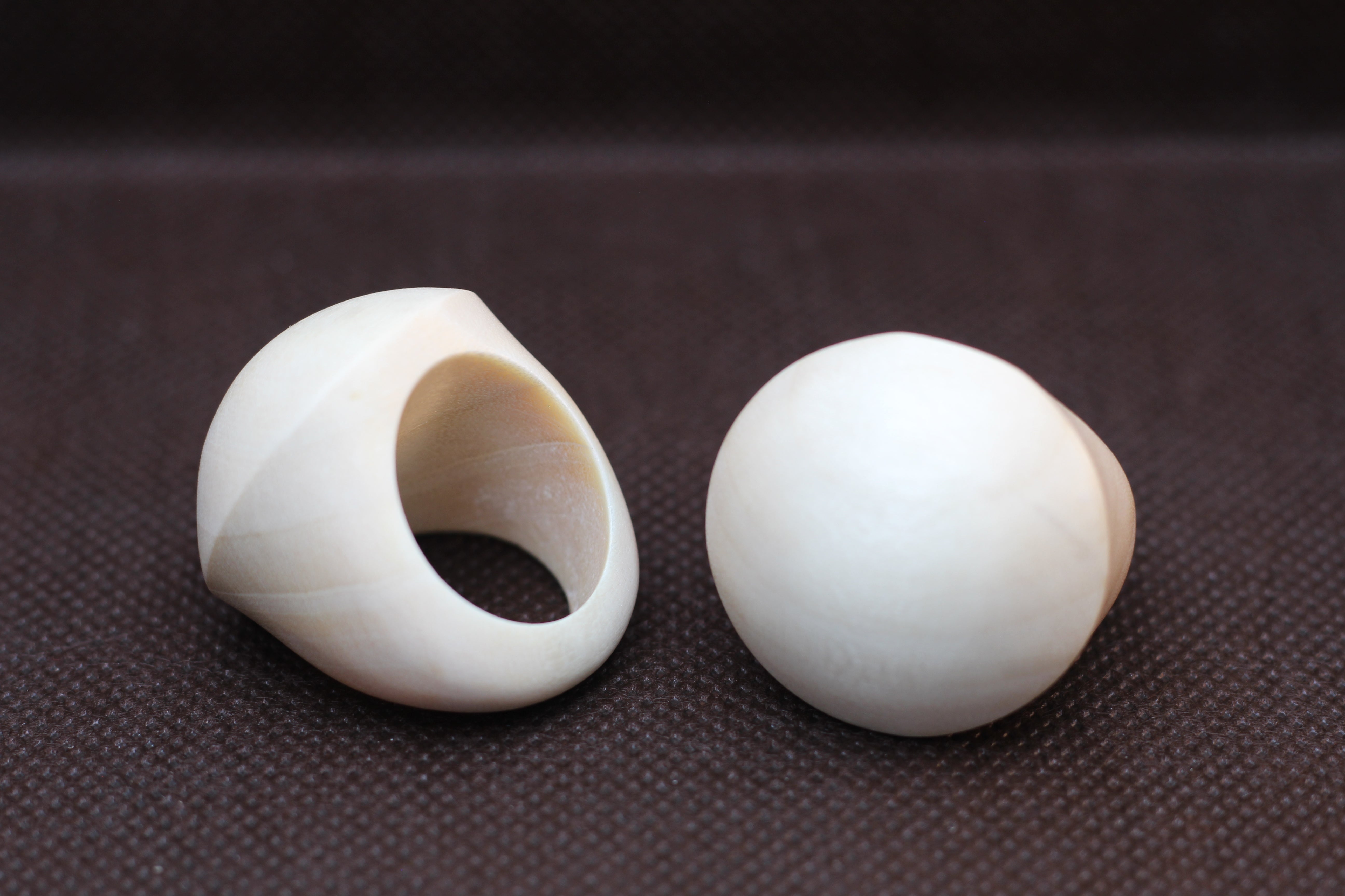 Rounded White Wood Cocktail Ring