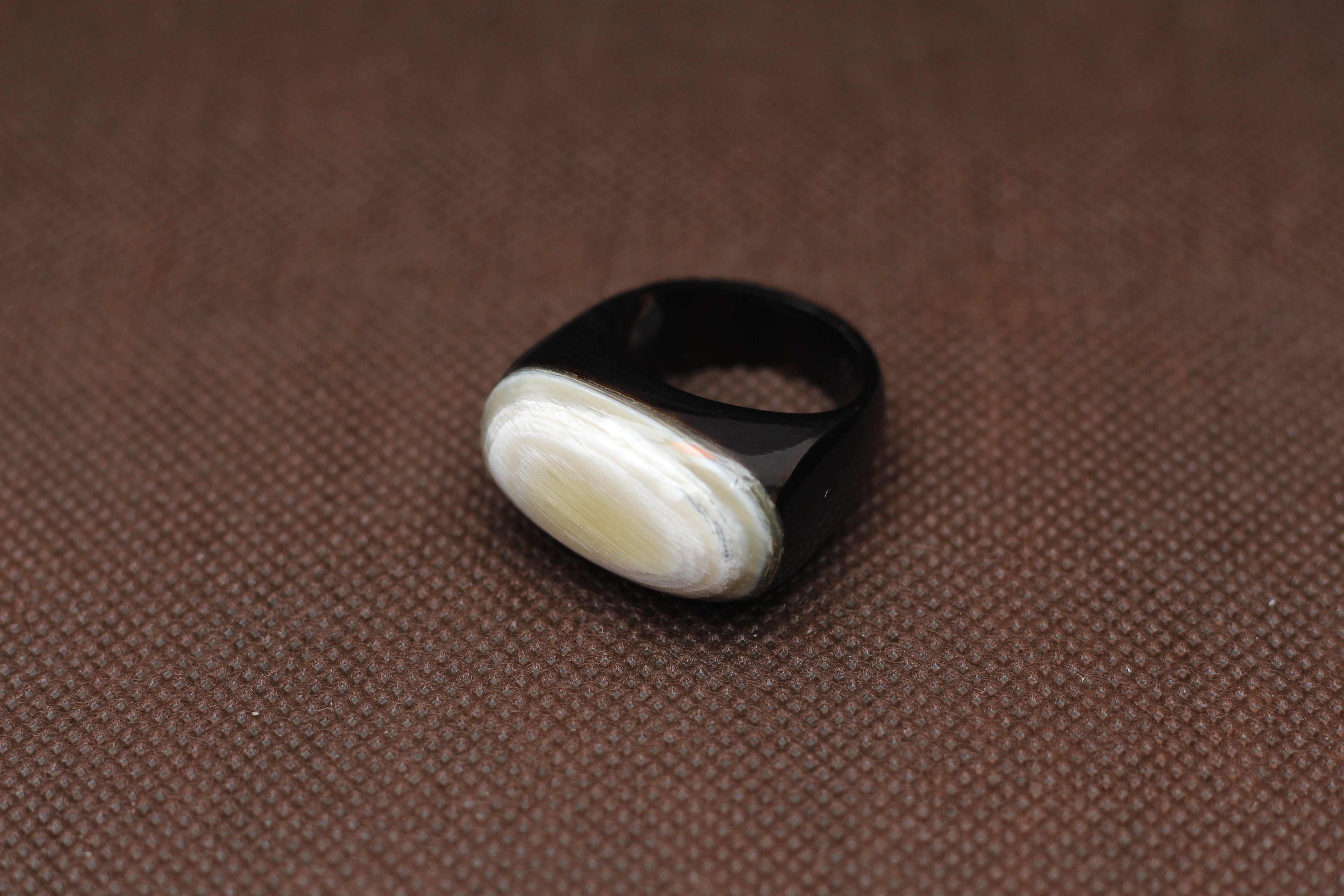 Oval Cream/Brown Horn Cocktail Ring
