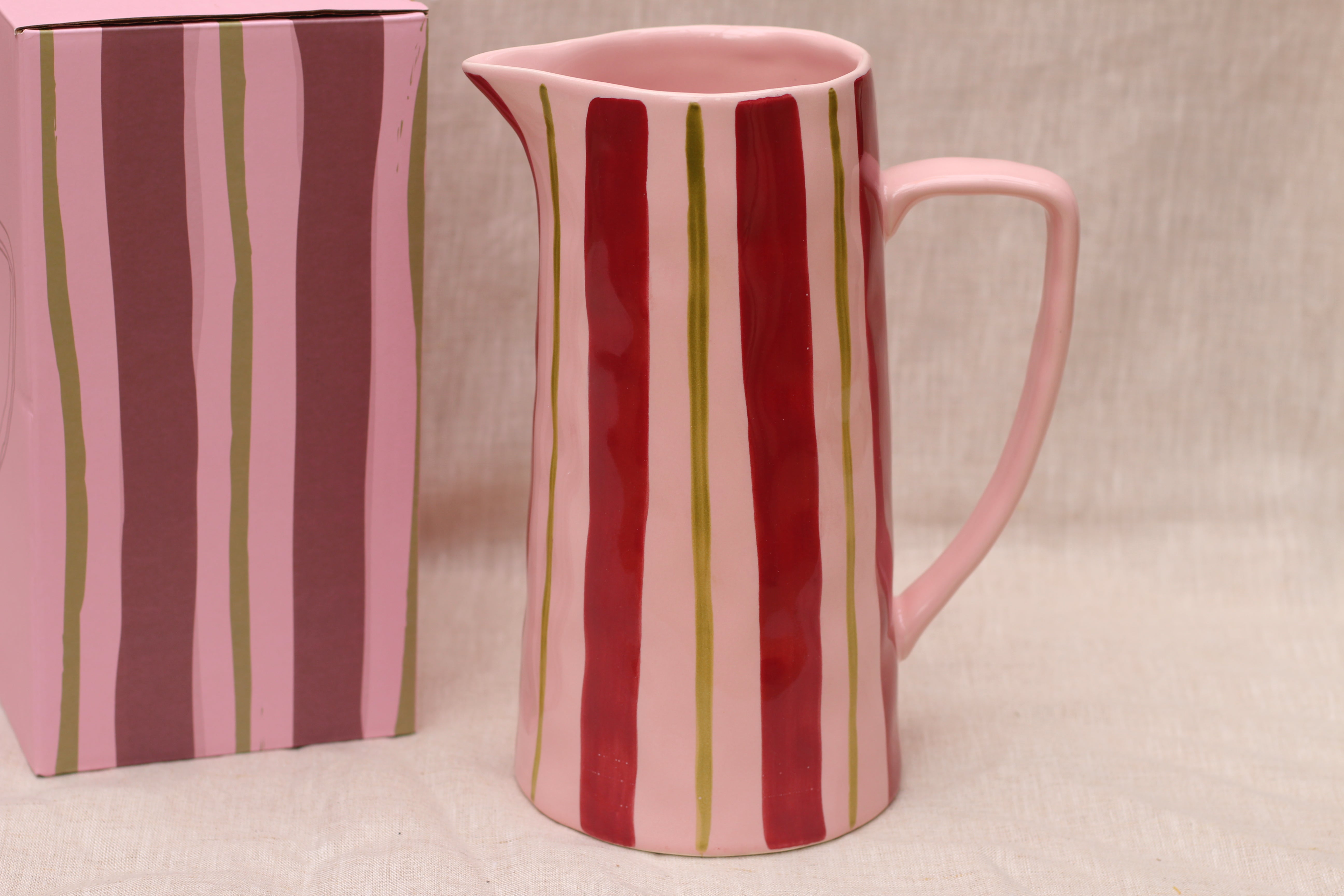 Pink/Burgundy Striped Jug