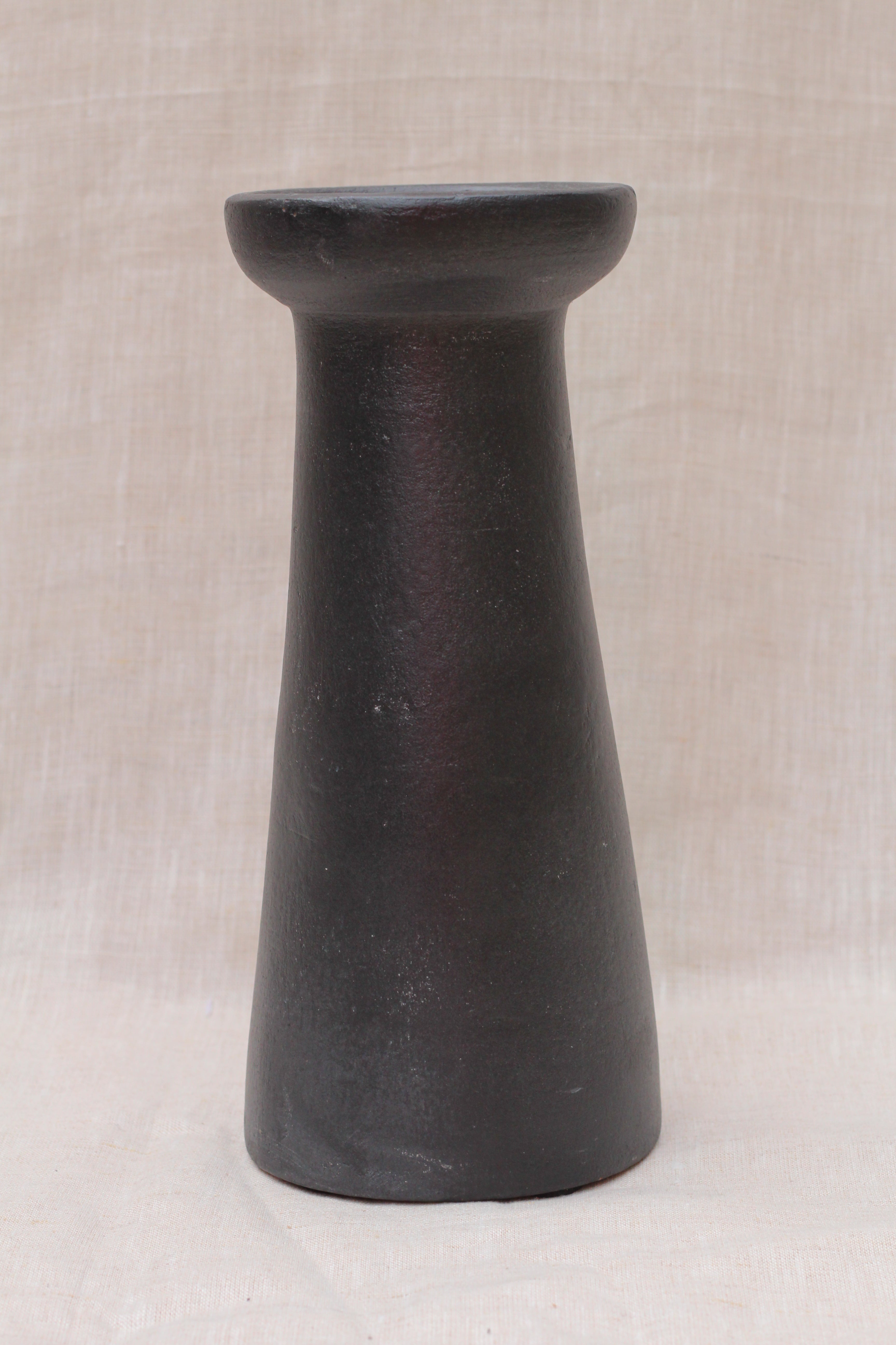 Irthing Black Terracotta Chunky Pillar Candle Holder