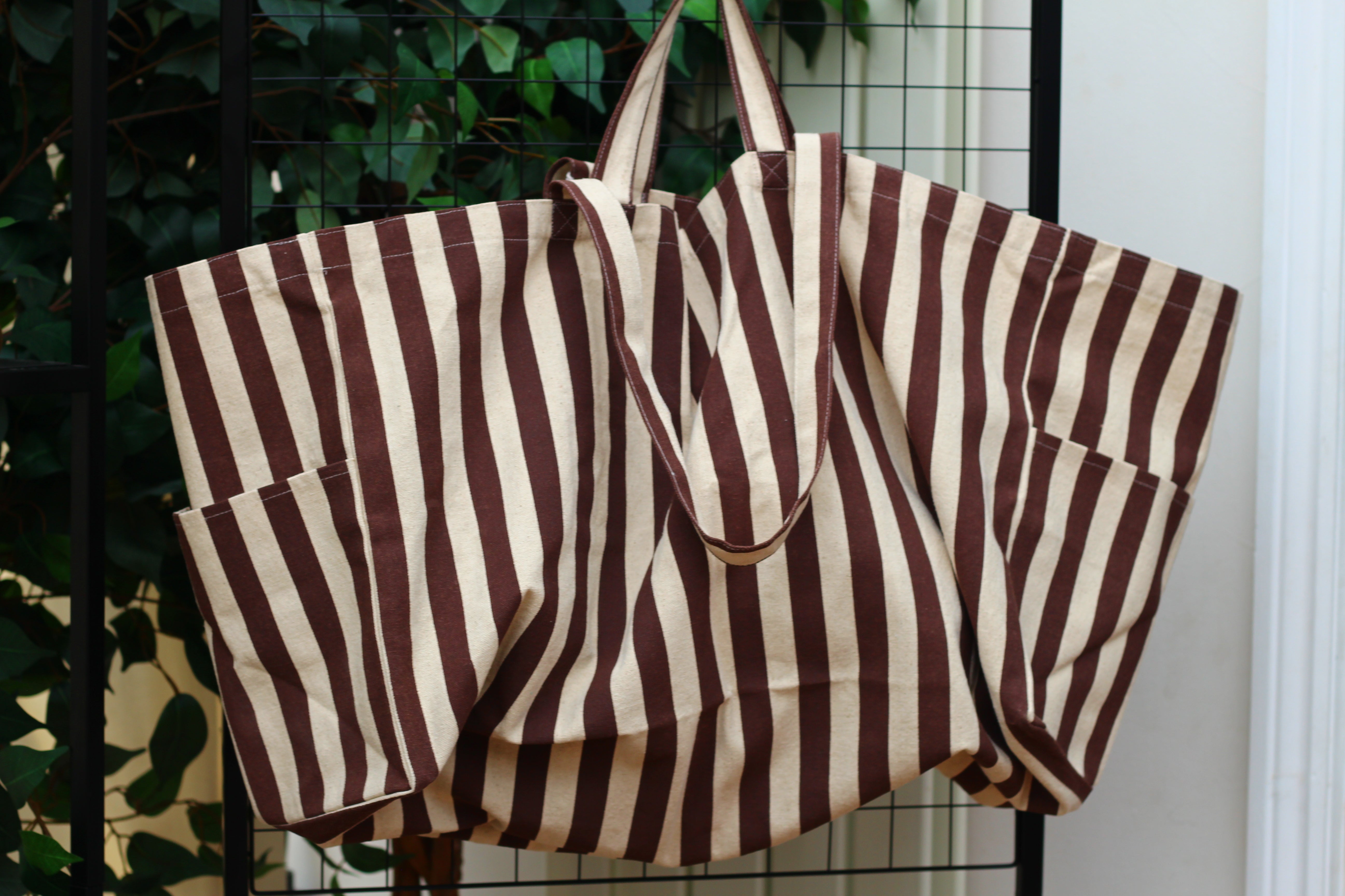 Large Striped Tote Bag