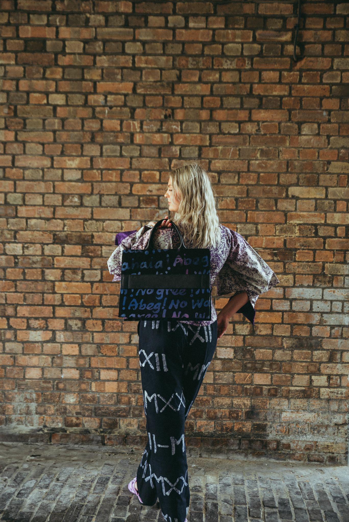 Black & Purple Batik Tote